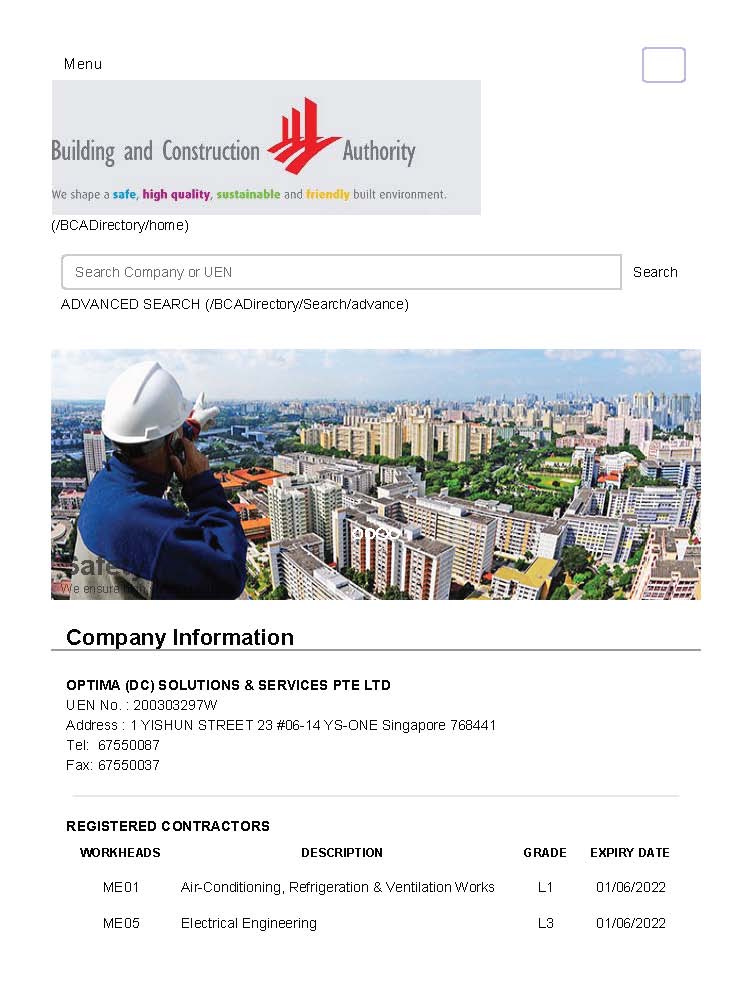 BCA Registerd Company